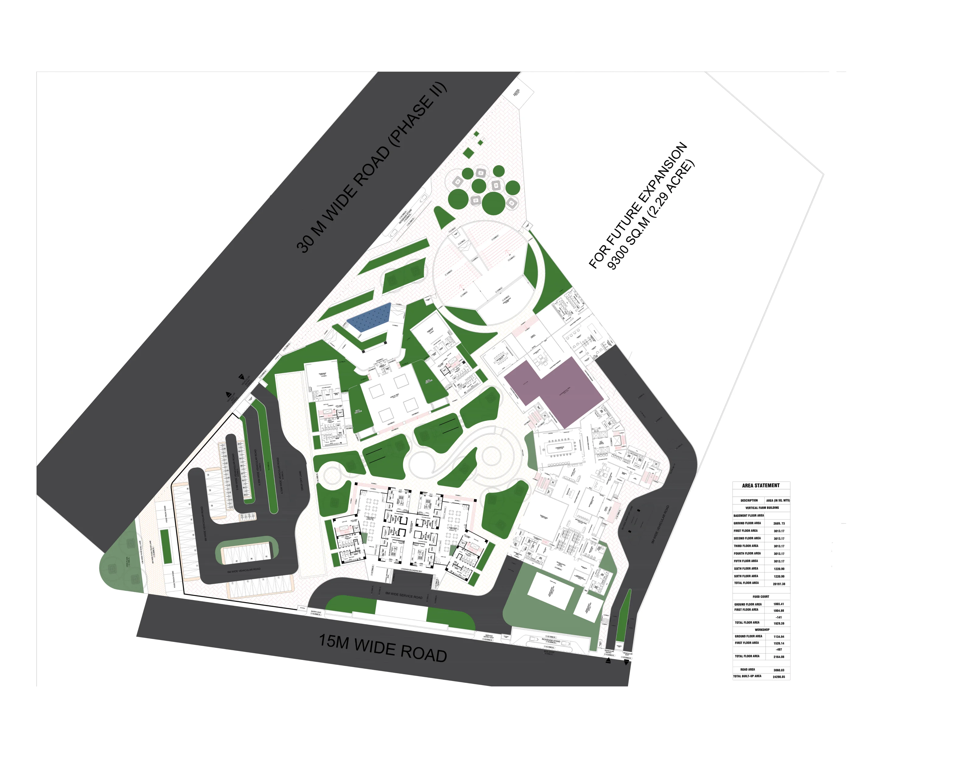 Academic site plan, Vertical Farming thesis, Chandigarh — enlarged