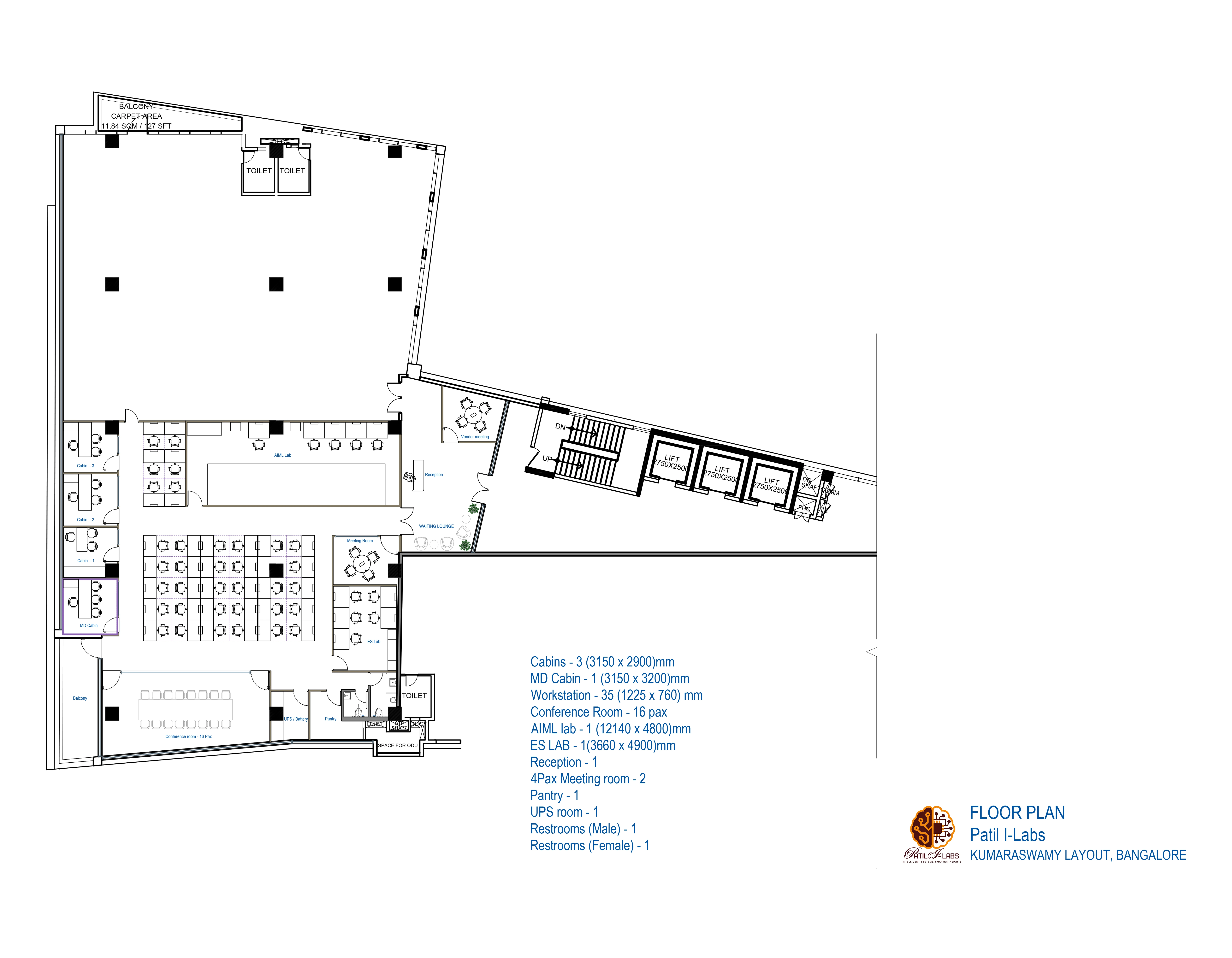 Floor plan, Patil I-Labs, Kumaraswamy Layout, Bangalore