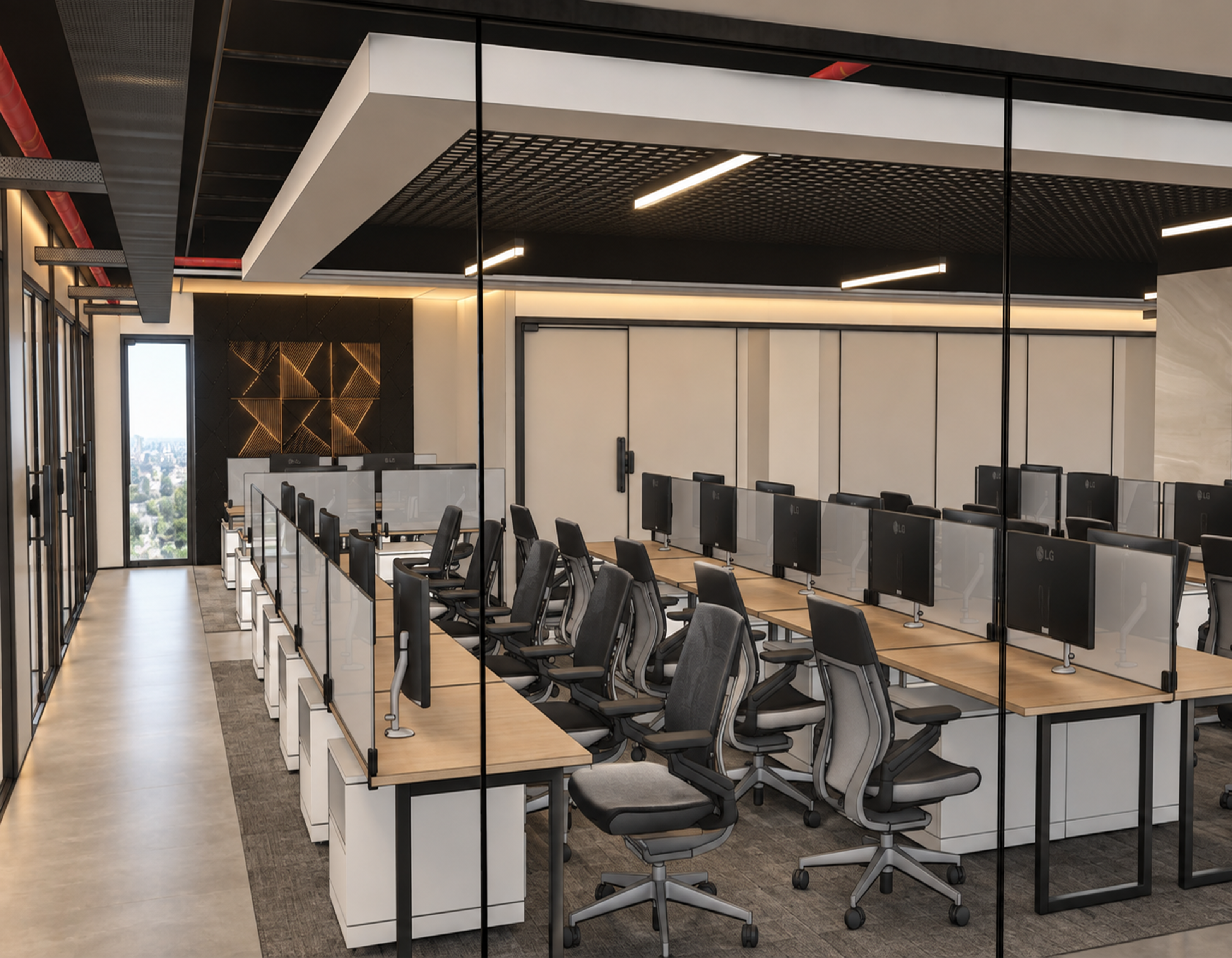 Open-plan workstation interior at Patil I-Labs — enlarged